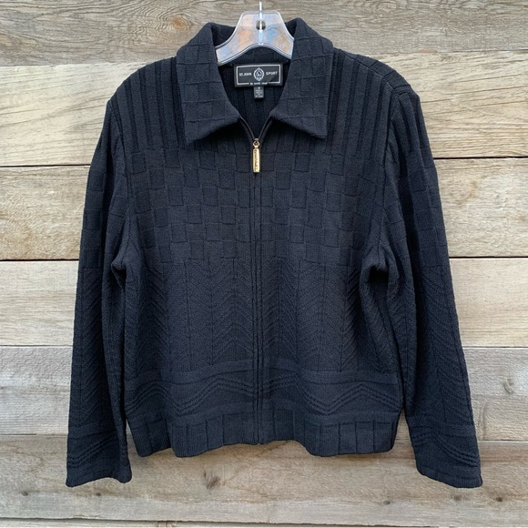 St John Sport Cardigan Jacket Womens M Textured Santana Full Zip Quiet Luxury - Picture 1 of 16